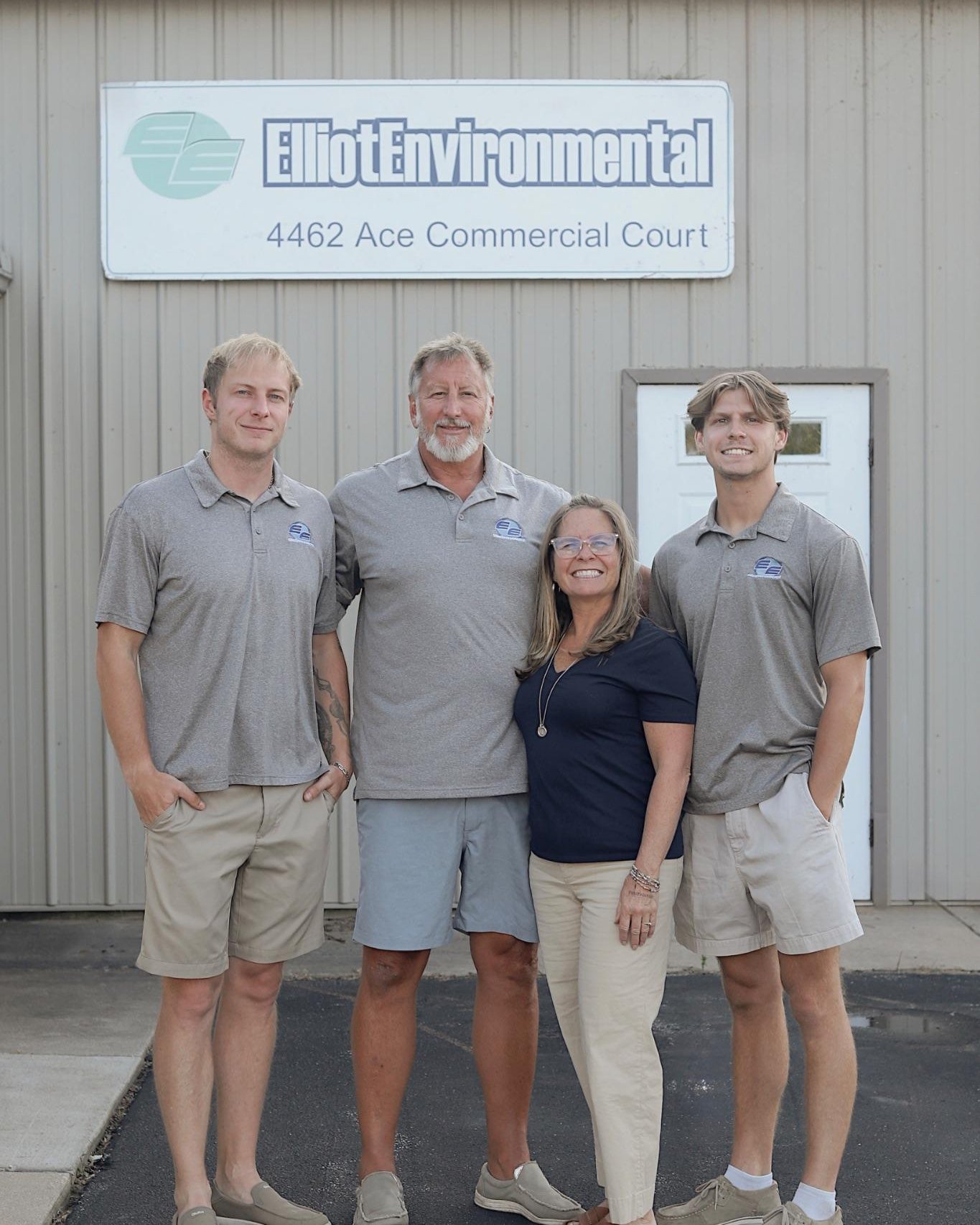 The Elliot Environmental team outside the company office at 4462 Ace Commercial Court, Bay City